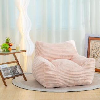 Kumix Bean Bag Chair for Adults with Armrests, Oversized Comfy Beige Beanbag Lounge Lazy Floor Sofa Chair for Living Room, Bedroom & Dorm, Cozy Fluffy Single Cloud Mini Couch, Pink