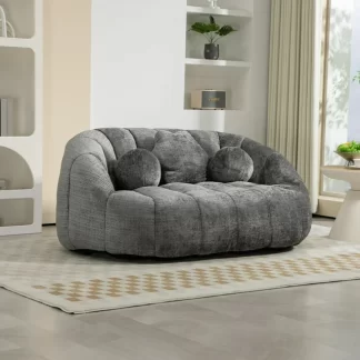 Kumix Bean Bag Sofa, Lazy Sofa Durable Comfort Lounger High Back Bean Bag Chair Couch for Adults and Kids, Indoor & Outdoor, Bean Bag Sofa with 2 Seats, Accent Floor Soft Lounge Chair, Grey