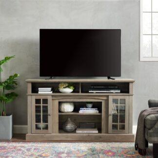 Kumix Classic TV Media Stand Modern Entertainment Console for TV Up to 65" with Open and Closed Storage Space, Gray Wash