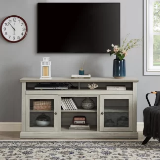 Kumix Contemporary TV Media Stand Modern Entertainment Console for TV Up to 65" with Open and Closed Storage Space, Stone Gray, 60"W*15.75"D*29"H