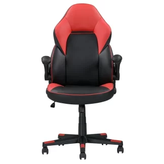 Kumix Adjustable Faux Leather Ergonomic Gaming Chair, Computer Desk/Office Chair, Black/Red